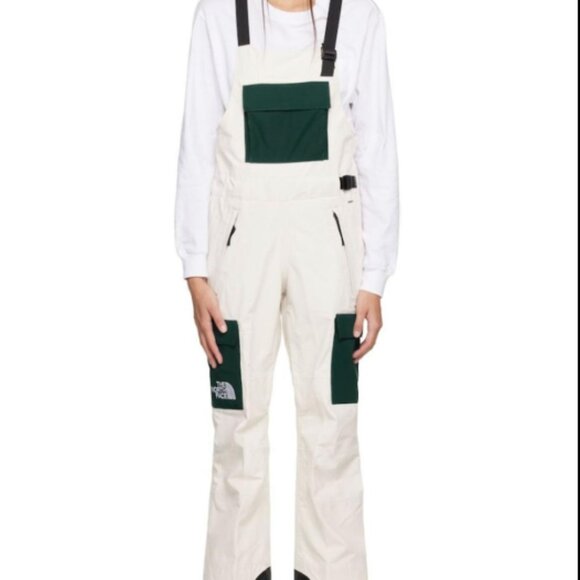 The North Face Dragline Bibs Womens Gardenia White/Ponderosa Green - Picture 1 of 7